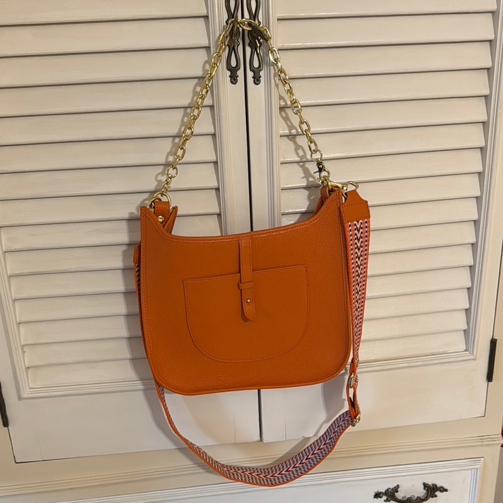 Orange Leather Shoulder Bag